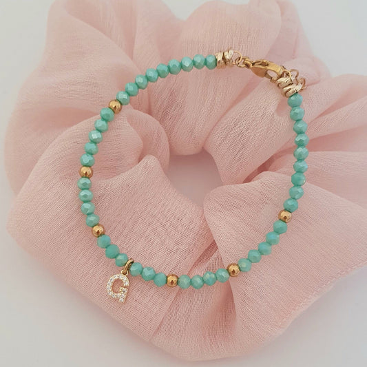Bracciale Crystal verde con inziale