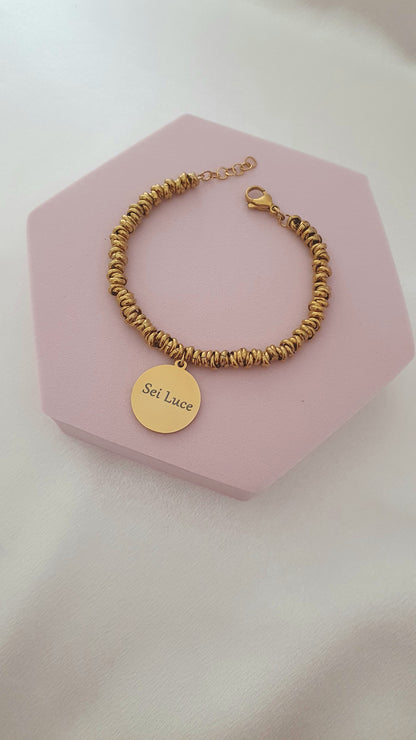 Bracciale nodini medaglia oro