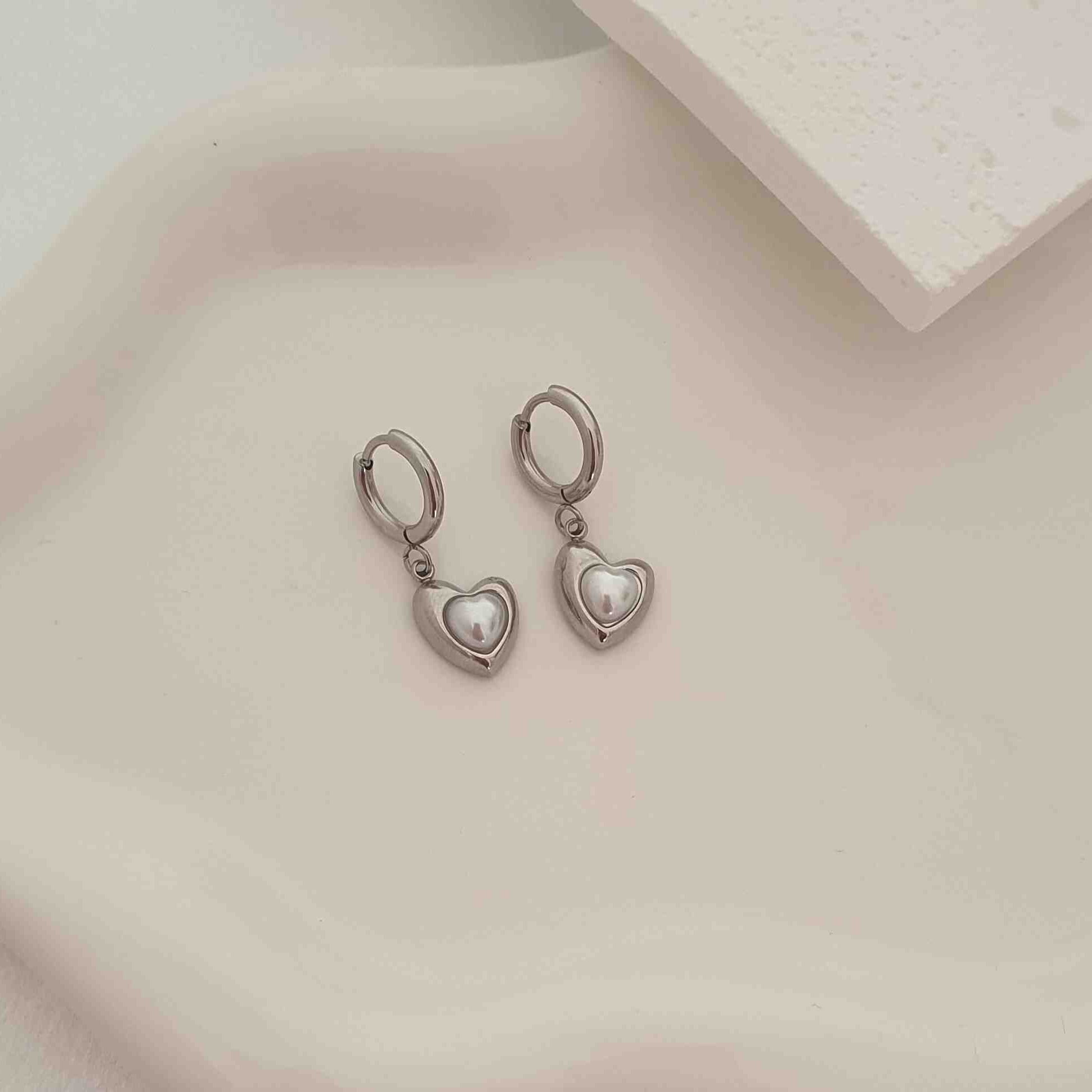 Hoops Cuore Perla Argento - Refé Gioielli