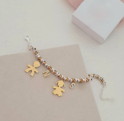 Bracciale Bebè con iniziali bicolor