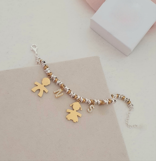 Bracciale Bebè con iniziali bicolor