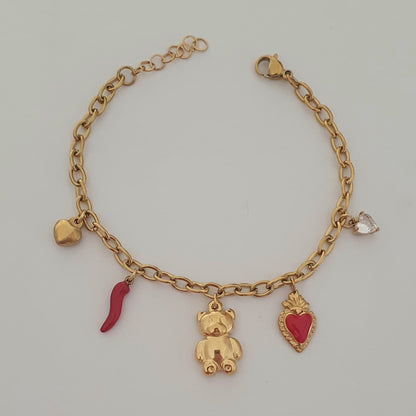 Bracciale con charms Fortuna dorato