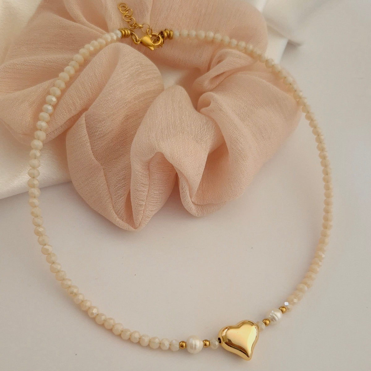 Collana Cuore bombato avorio
