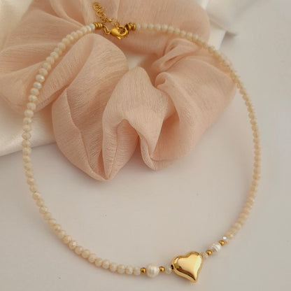 Collana Cuore bombato avorio