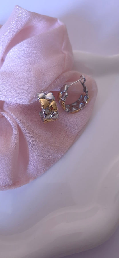 Orecchini Cuori bicolor