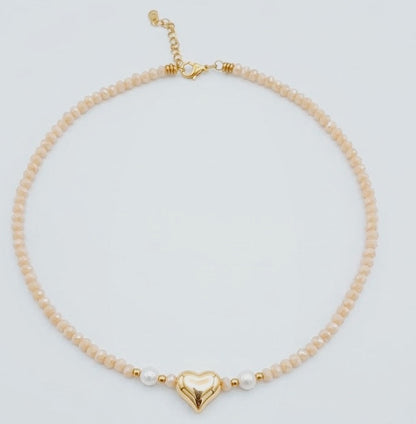 Collana Cuore bombato avorio