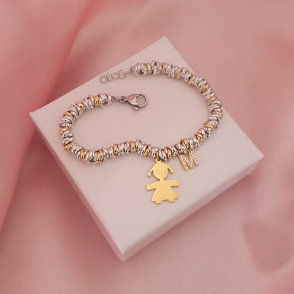 Bracciale Bebè con inziale bicolor
