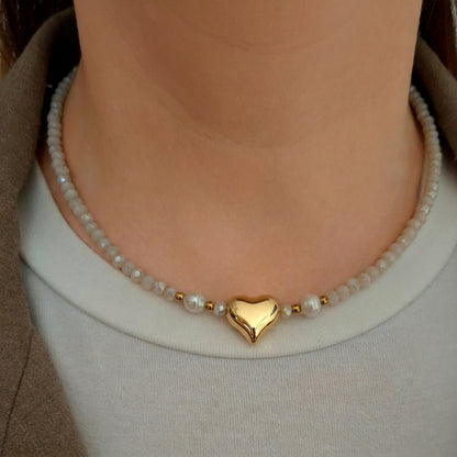 Collana Cuore bombato avorio
