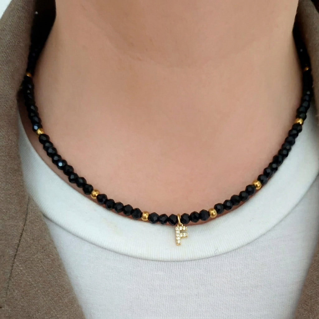 Collana Nera con iniziale
