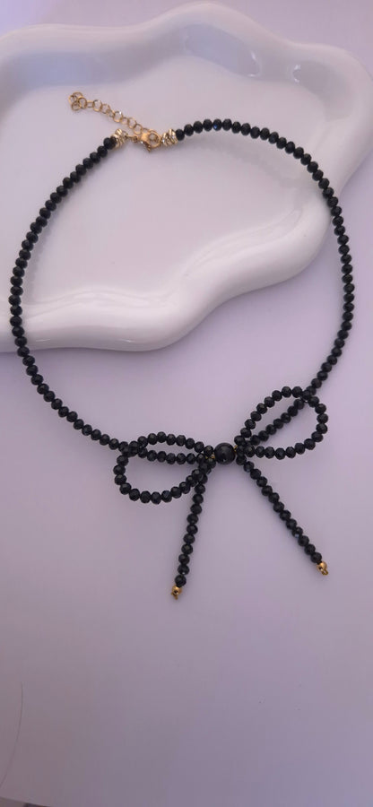 Collana fiocco crystal nera