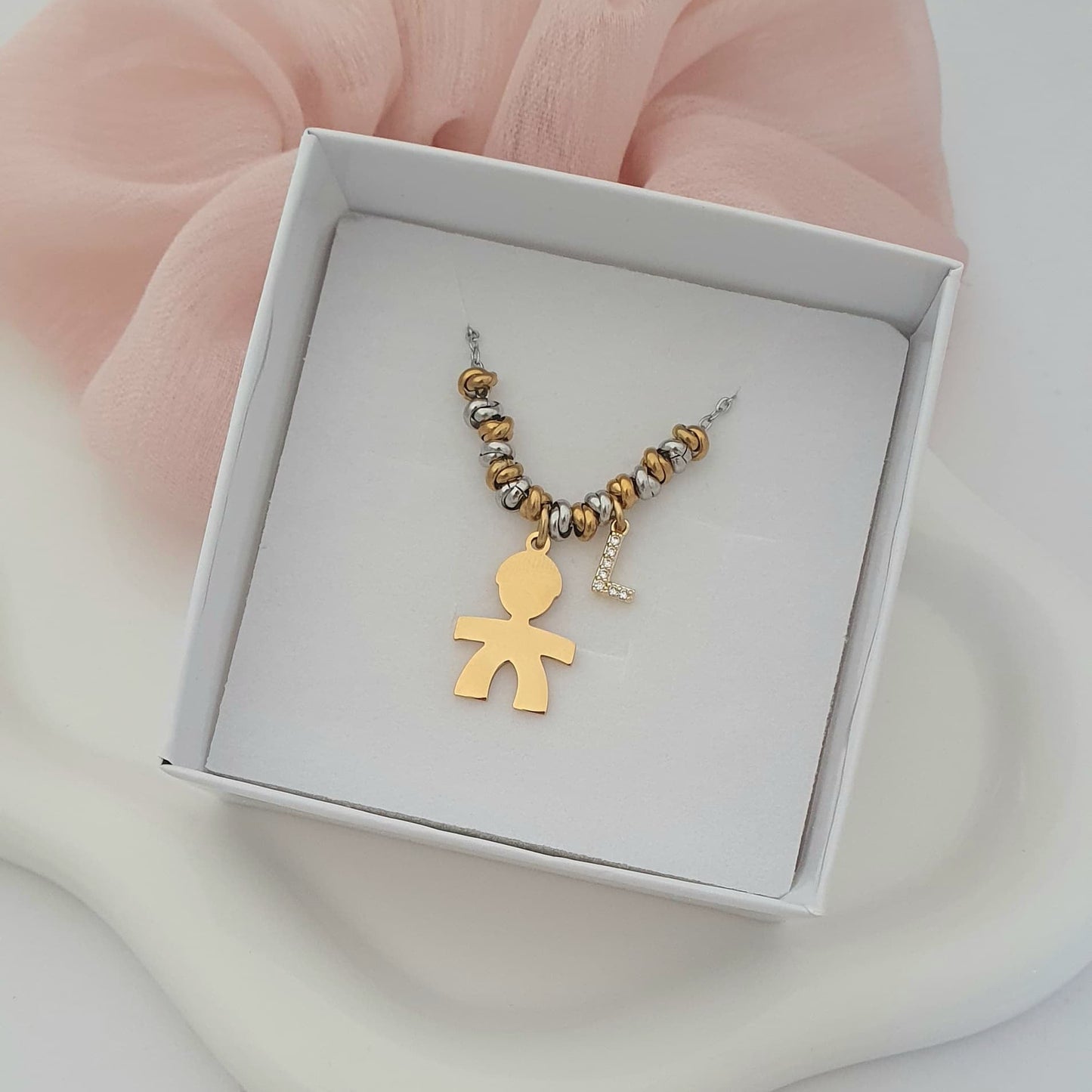 Collana Bebè bimbo con inziale