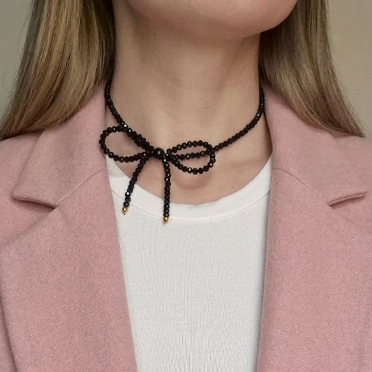 Collana fiocco crystal nera