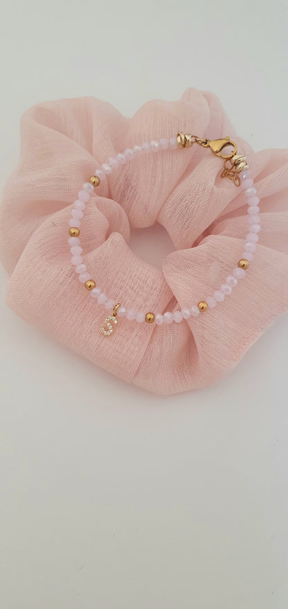Bracciale Crystal rosa con iniziale