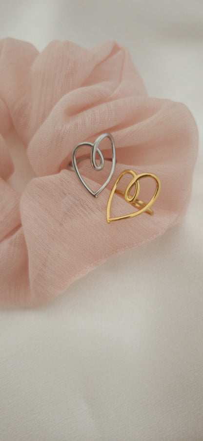 Anello Cuore Ghirigoro argentato