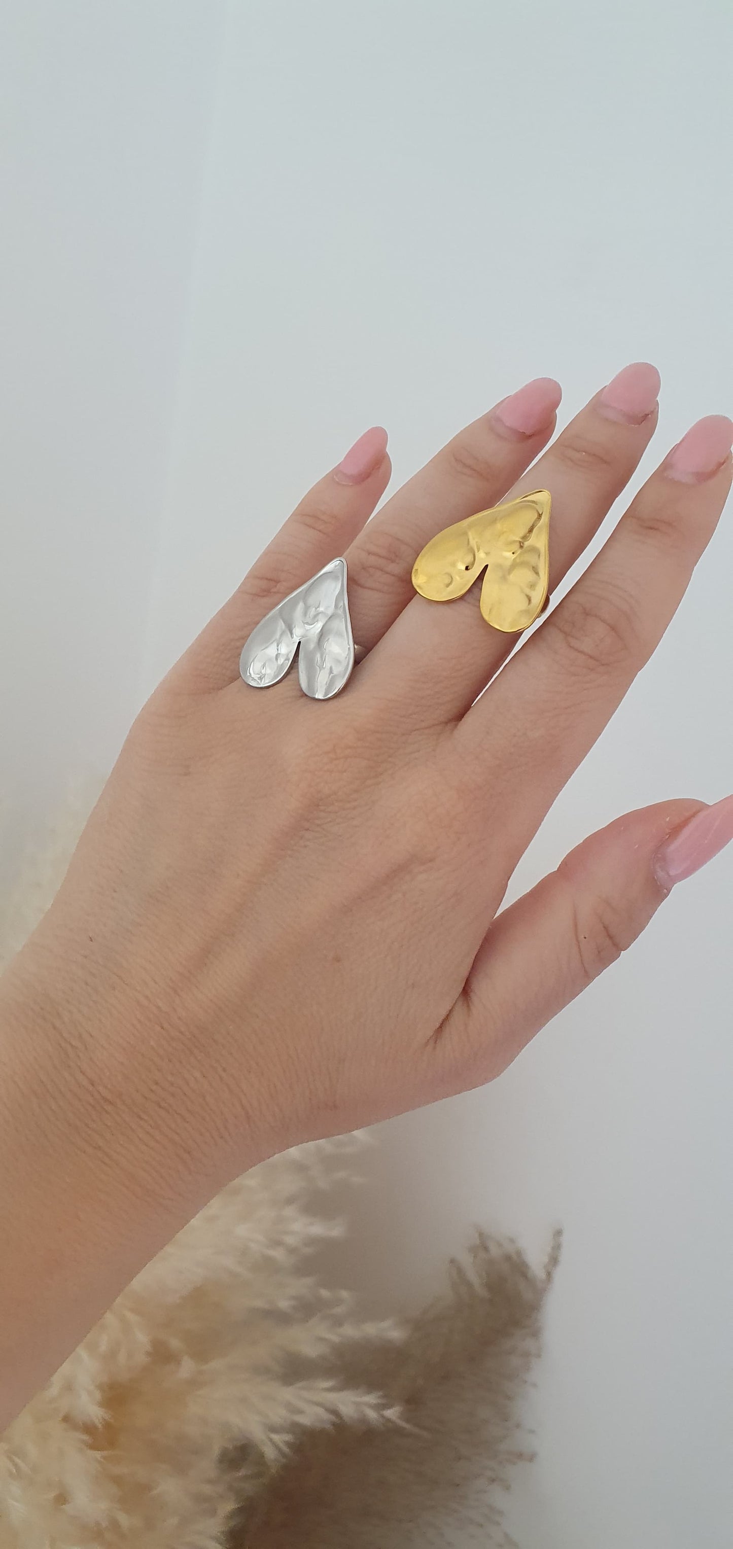 Anello Cuore ondulato argentato